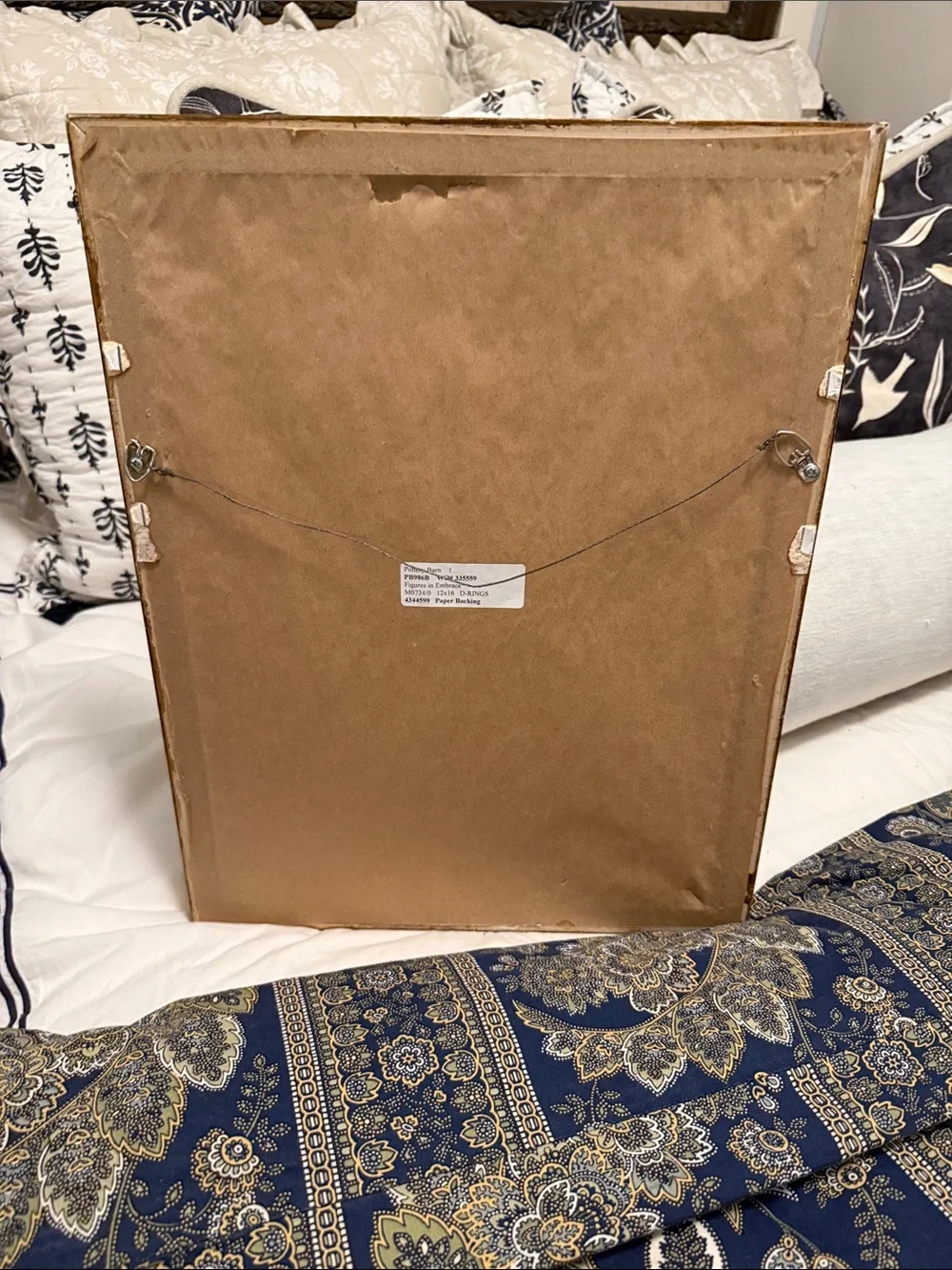 Pottery barn figures embrace 12x16” with gold frame